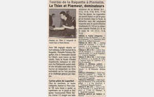RESULTATS TOURNOI DE PLOMELIN-SAMEDI 30 OCTOBRE