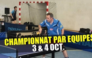RÉSULTATS CHAMPIONNAT PAR EQUIPES : 3 &amp; 4 OCT.