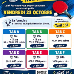 Tournoi non homologué - Vendredi 23 octobre